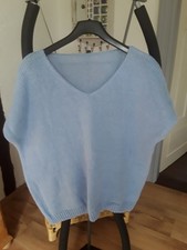 Damen Oversize Strickpullundet, Eisblau, Gr. 52-54, Neu