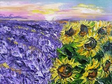 Ölbild Toskana Lavendel und