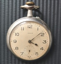 Große Eisenbahner-Taschenuhr DOXA D = 67mm lauffähig aus Nachlass