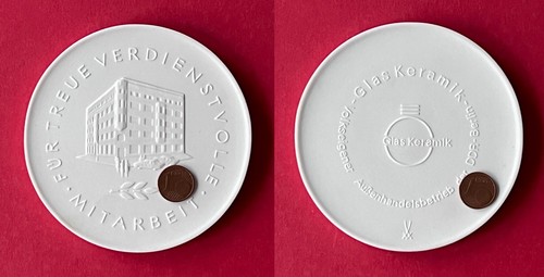Ddr porzellan medaille glas - porzellan,