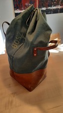 Schweizer Armee Seesack 70x24x30 Segeltuch Leder Tragsack (Canvas, BW) W8