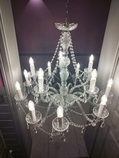 Kristall Kronleuchter In Silber 14 Flammen viele Echten Kristallen