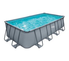Aufstellpool Schwimmbad Schwimmbecken rechteckig grau Komplettset 549x274x132cm
