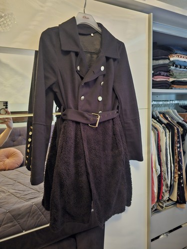 Mantel schwarz jacke teils - schwarz,