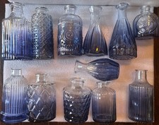  12erSet, Vintage Vasen, blau, untersch. Größen, Tischdeko, Hochzeit, Feiern