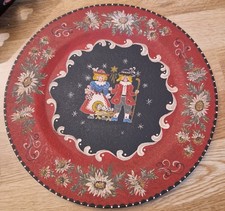 Bauernmalerei Holzteller wunderschön bemalt, weihnachtliches Motiv, ca. 30 cm