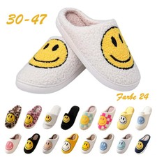 Smile Face Hausschuhe für Damen Herren Kinder Retro Wärme Flauschige Slippers DE