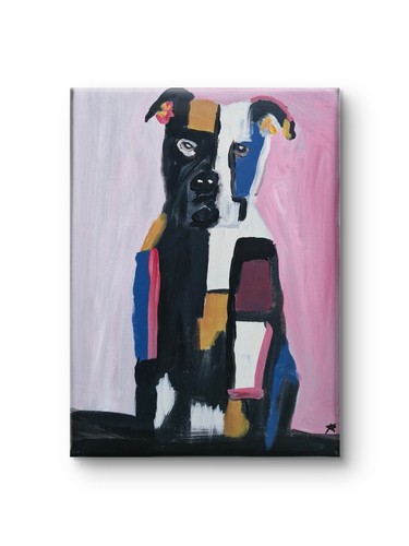 Kubistischer hund rosa - hund,