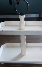 Etagere Holz eckig Servierplatte Etagen Metallgriff Vintage Standetagere XXL 52