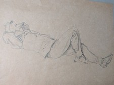 Ruhender Soldat - Nachlass Hans Strohofer Bleistift-Zeichnung Ganzfigur 1916