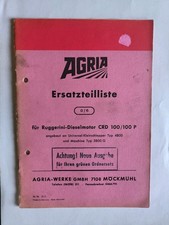 Alte AGRIA Ersatzteilliste 0/6 Ruggerini- Dieselmotor CRD 100 /100 P - von 1970