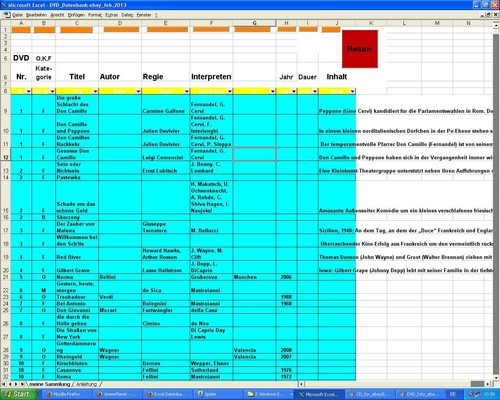 Excel datenbank dvd sammlung - excel, dvd-sammlung