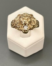 WUNDERSCHÖNER HERREN RING LÖWENKOPF GELBGOLD MIT BRILLANT 0,08ct. WERT 1190,-€