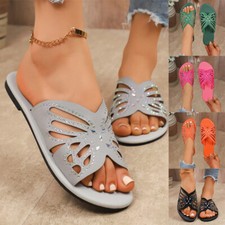 Damen Strass Flache Sandalen