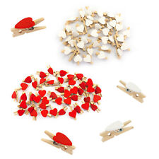 Herz Mini Holz Wäscheklammern 50 Stück in Rot oder Weiss - Holzklammern Deko 