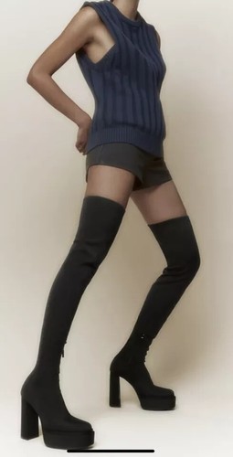 Overkneestiefel satin stretch - overkneestiefel,