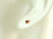585 Gold Ohrstecker 14 Karat  1 PAAR Herz Zirkonia rubin Ohrring 4 mm 