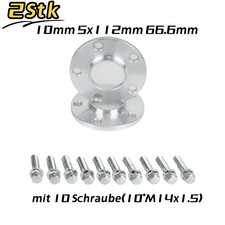 20mm 2x10mm Spurverbreiterung 5x112 66,6 Distanzscheiben+Radschrauben Aluminium