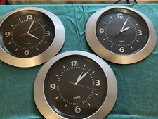 3 er Set Wanduhren Uhr Schwarz/Siber