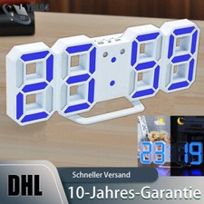 3D Uhr LED Digital Wanduhr Tabelle Dimmbar Wecker 12/24Stunden Datum 5V1A DE