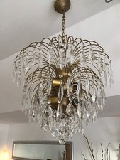 Kronleuchter Messing antik Leuchter Lüster Vintage Glas Deckenlampe Warring