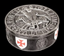 Runde Kreuzritter Schatulle - Fantasy Schmuckkästchen Mittelalter Deko 
