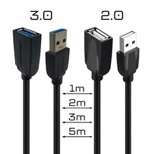 USB Verlängerungskabel Datenkabel Verlängerung USB 2.0 1m 2m 3m 5m Kabel 3.0 NEU