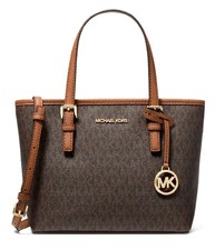 Michael Kors Damen Tasche Umhängetasche Jet Set Travel XS Tote Leder Braun