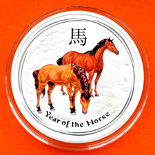 1 Dollar Australien 2014 Lunar II Horse Pferd colored koloriert 1 oz. Silber
