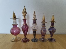 Ägyptische Vintage Flakons Parfümflakon Oriental Konvolut mundgeblasen 5 Stück