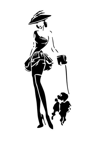 Schablone lady mit - schablone, hund1