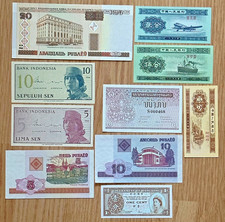 10 Geldscheine aus aller Welt - Alle verschiedene und nie im Umlauf gewesen