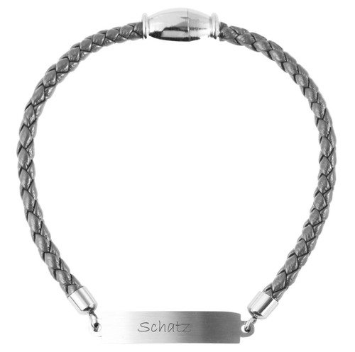 Gravur leder armband - armband, grau
