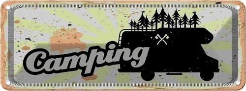 Blechschild 10x27 camping - blechschild, cm