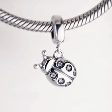 Charm Dangle Käfer Marienkäfer 925 Silber Zirkon - Anhänger für Pandora Armband