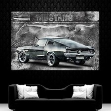 LEINWAND BILD ER XXL AUTO MUSTANG MOND PFERD ABSTRAKT WAND POSTER
