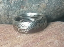 Mokume gane Ring Trauring  Silber 925 Shakudo Shibuichi freies Muster Unikat 59