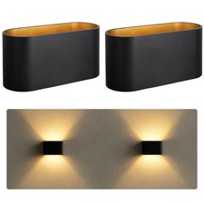 2 Stück Wandleuchte JOBERO schwarz gold Up Down Licht für G9 Fassung Wandlampe