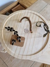 Ohrringe Ausgefallen Earcuff 3 Stück Vogel Blüten Schwarz Bronze Golden Orange