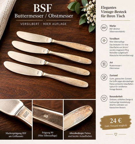 Bsf vintage buttermesser - 4x,
