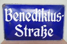 Original altes Emailschild Straßenschild  - Benediktus Straße