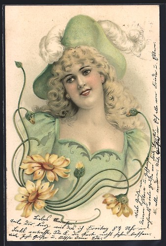 Schöne blonde grünem - schöne,