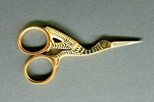 Storchenschere Stickschere Fadenschere Schere vergoldet 9 cm