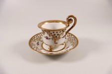 Thomas Sammeltasse Sammelgedeck 2 Teile handgemalt Blumen Art-Deco  Moccagedeck