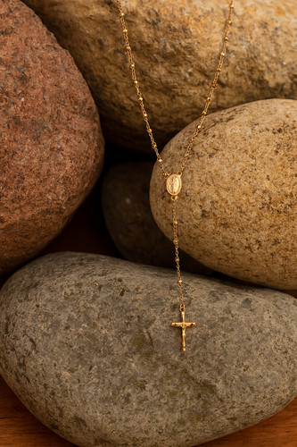 Gold rosenkranz perlen - 18,