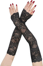 Lange Spitzenhandschuhe Frauen Blumenspitze Armstulpen Fingerlose Hochzeitsfeier