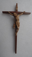 Wandkreuz m. Christus Kreuz Holz 35 cm braun Zimmerkreuz Holzkreuz Nr. G9