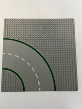 Lego Grundplatte Baseplate 609p01, 32 x 32 Straße mit Kurve altgrau light grey