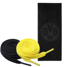 Borussia Dortmund BVB Badetuch schwarz 70 x 180 cm + 2 Paar Fan-Schnürsenkel