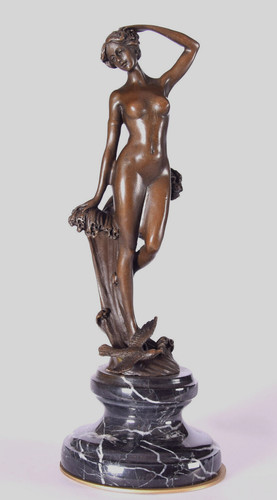 Bronze nymphe mit vogel nude - nymphe,